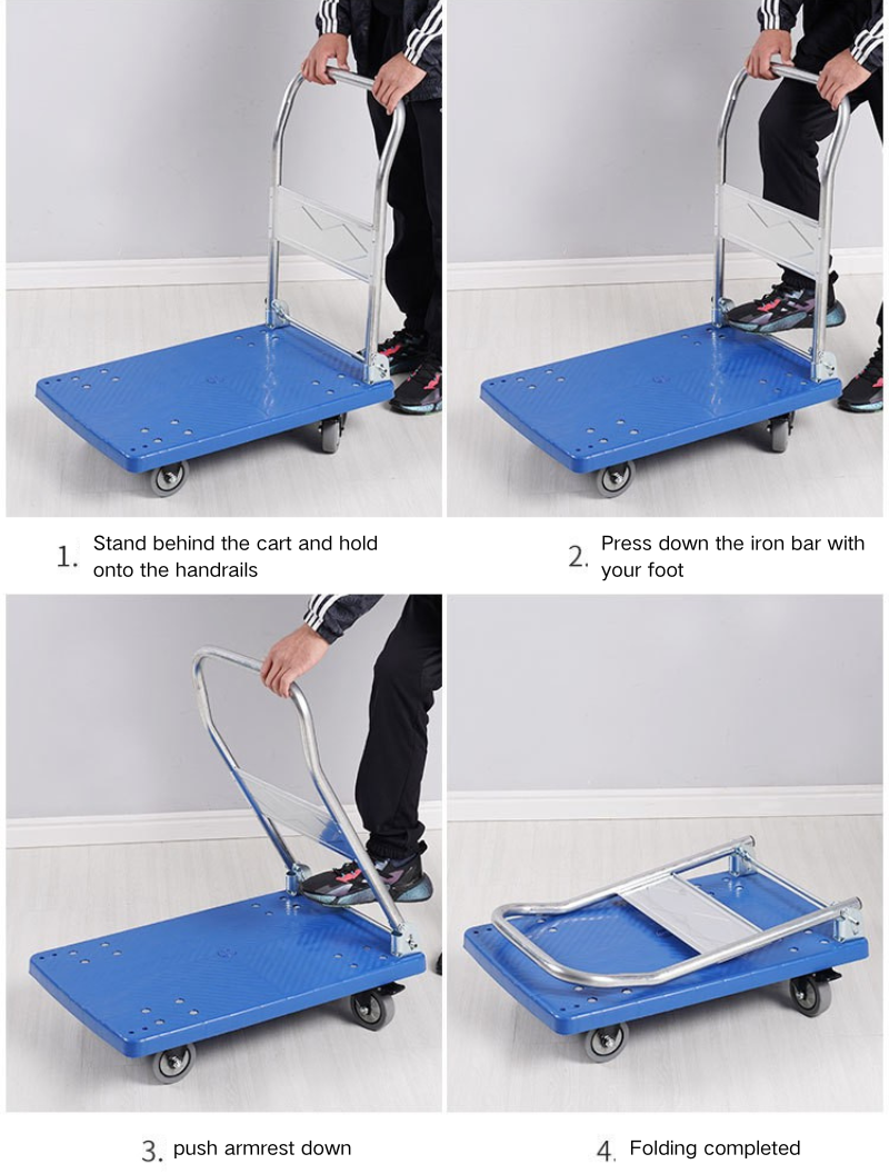 500kg Folding Foldable Hotel Luggage Platform Truck Push Hand Trolley Cart H-beam