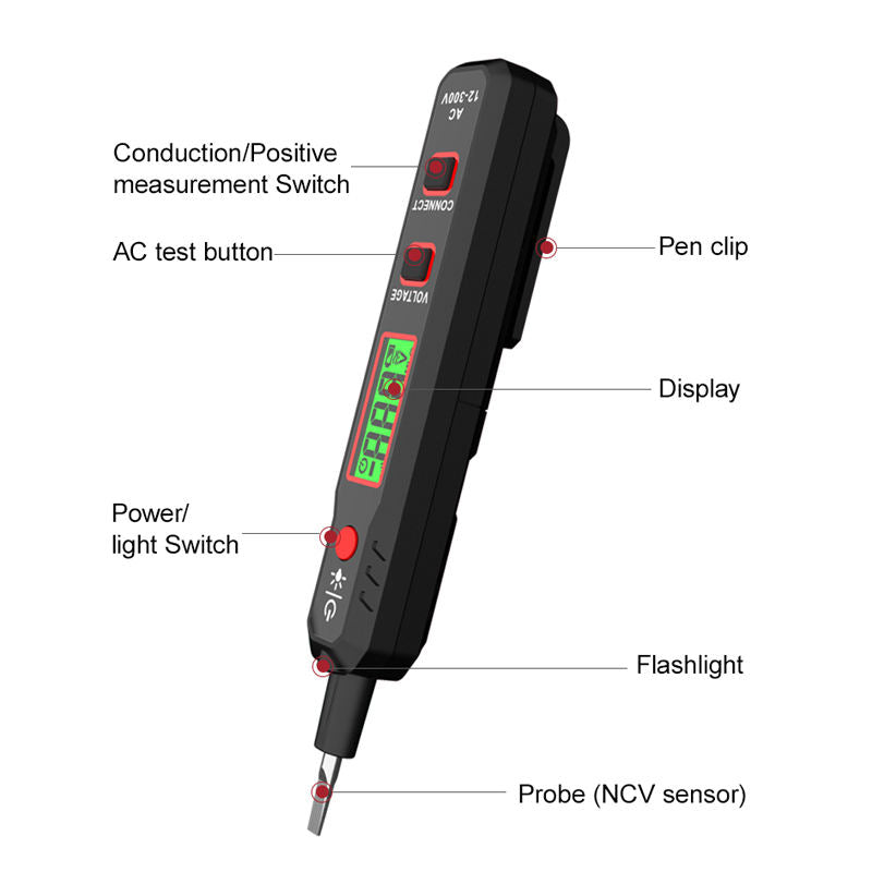 HT89 NO Contact Voltage Tester Pen Sound and Light Alarm NCV