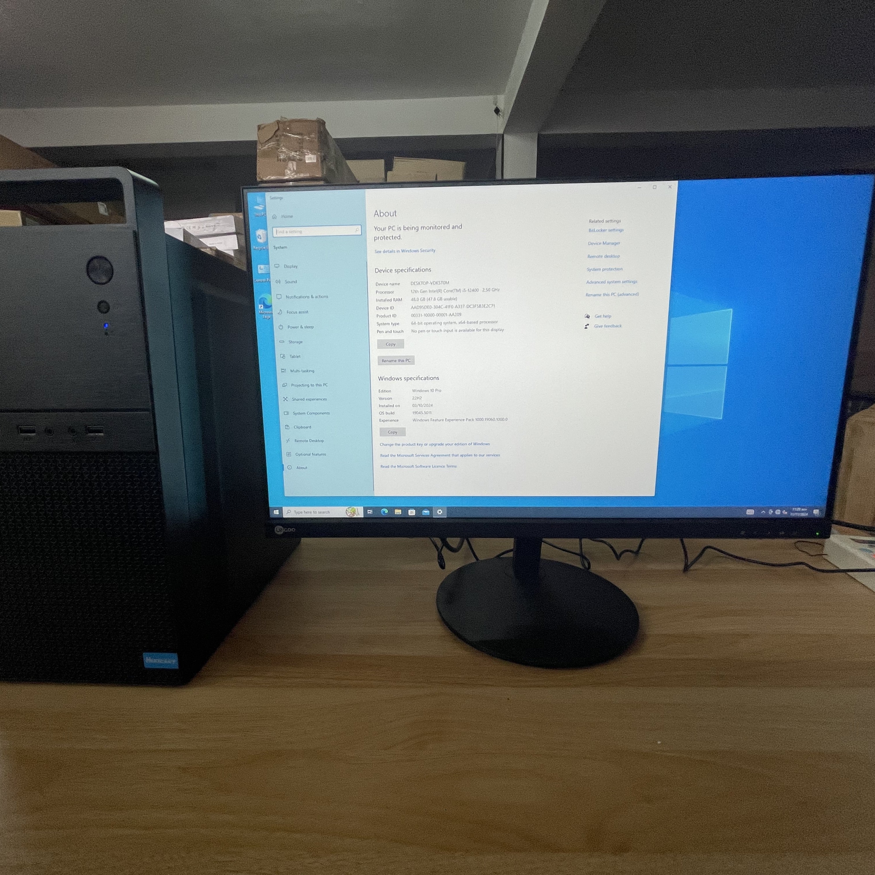 All New Desktop Computer 48GB Intel Core I5 12400 SSD 500GB With 24 Inch Screen Suit