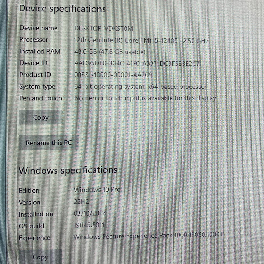All New Desktop Computer 48GB Intel Core I5 12400 SSD 500GB With 24 Inch Screen Suit
