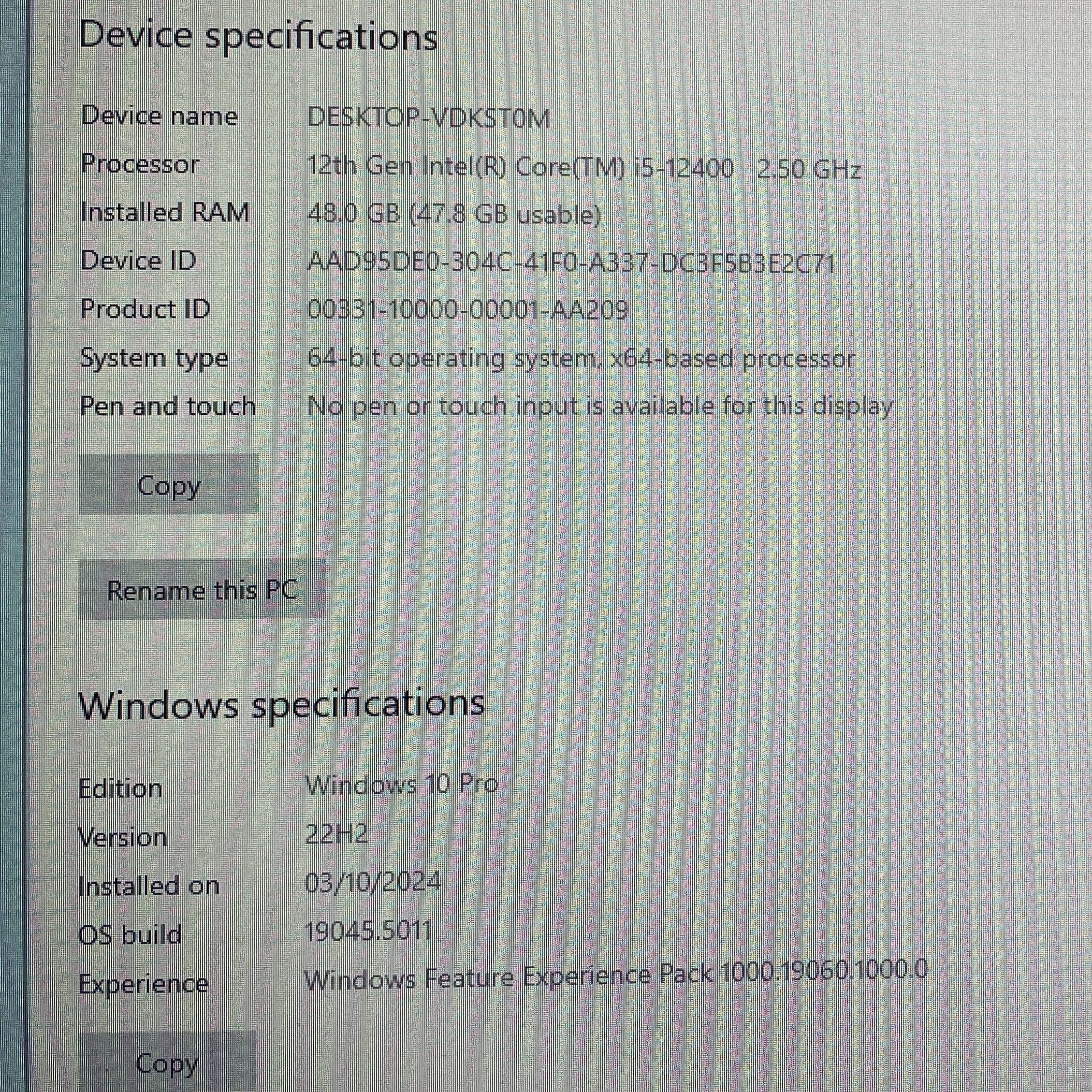 All New Desktop Computer 48GB Intel Core I5 12400 SSD 500GB With 24 Inch Screen Suit