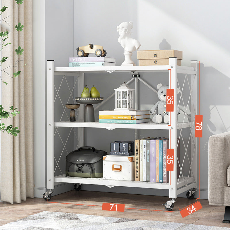 Foldable Metal Rack Kitchen Storage Shelf Home Free Installation Stand Shelf