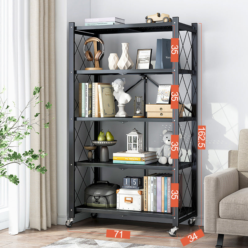 Foldable Metal Rack Kitchen Storage Shelf Home Free Installation Stand Shelf
