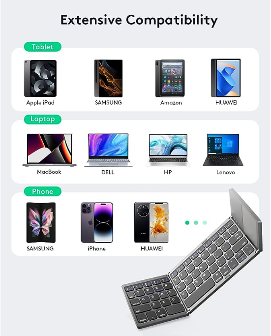 Mini Wireless Foldable bt portable folding Keyboard